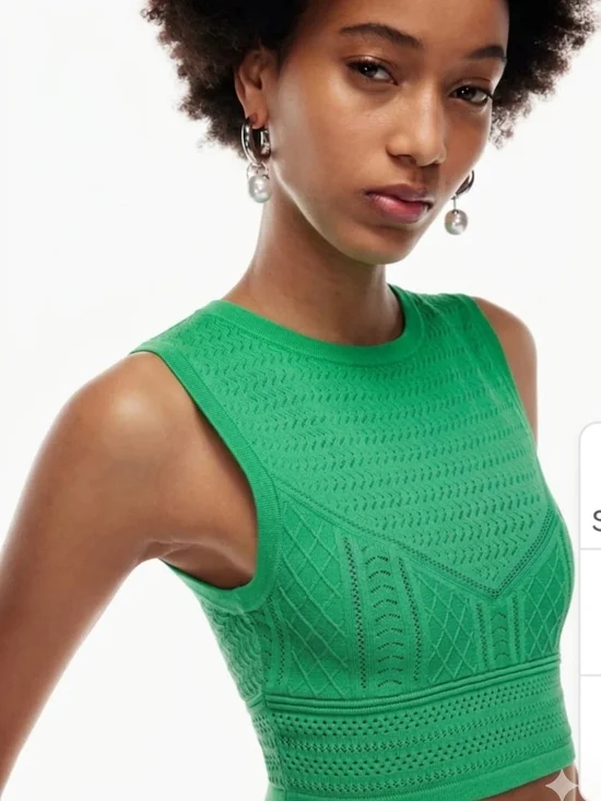 Aritzia Babaton Pointelle Tank size M Green - Picture 1 of 6